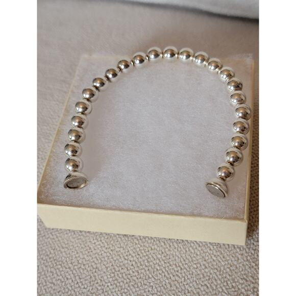Milor Italy Sterling Silver Bead Bracelet 925 Magnetic Closure - Picture 4 of 6
